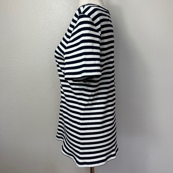 Theory Tiny Tee 2 in Navy Striped Ribbed Knit NWT - Picture 5 of 8